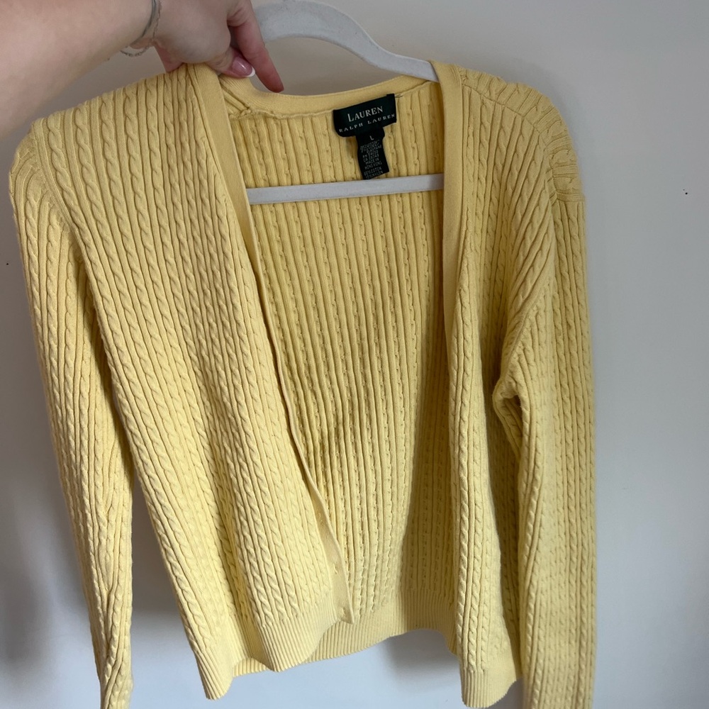 Ralph Lauren Yellow Cable Knit Cardigan